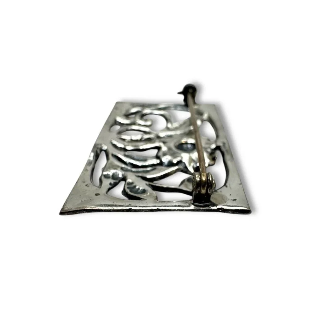 Vintage Sterling Silver Floral Brooch Pin - Picture 5 of 10